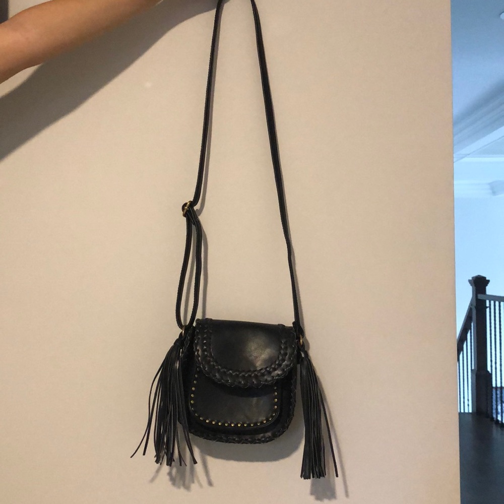 Black faux leather cross body purse